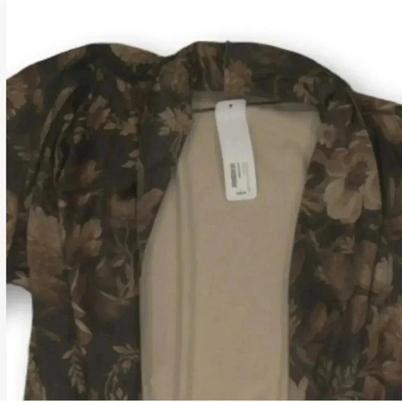 NWT Soft Surroundings Brown Floral Shape Drape Faux Suede Jacket - L - Picture 3 of 7